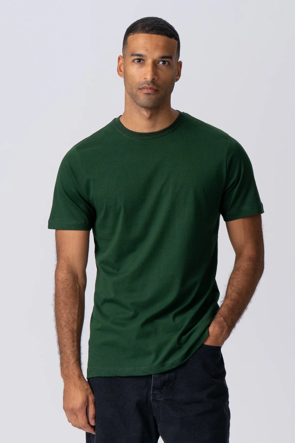 Basic T-Shirt - Dunkelgrün - Image 3