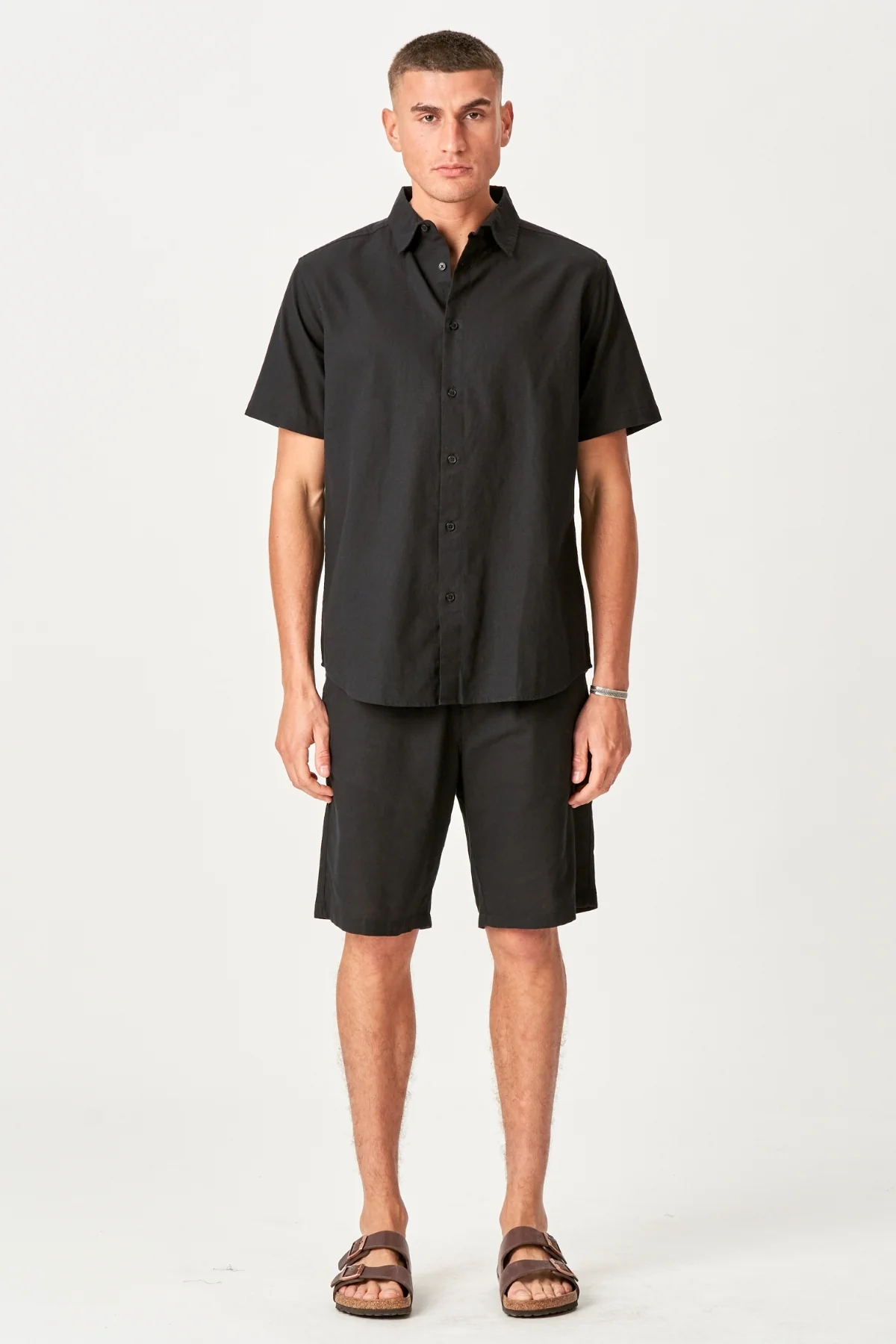 Wäsche mit kurzärärmernem Hemd + Leinen Shorts - Schwarz (Paketangebot) - Image 3